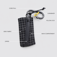 Mini porte-clés en nylon avec mousqueton, pochette zippée pour clés et pièces de monnaie