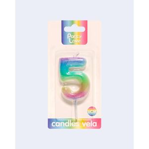 Vela de Cumpleaños con Número 5, 6 cm, Color Arcoíris, para Fiestas - Product Image 2