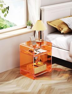 Acrylic End <strong>Table</strong> <strong>Record</strong> <strong>Player</strong> <strong>Table</strong> With Storage Shelf Clear Side <strong>Table</strong> Nightstand - Product Image 3