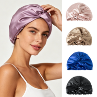 Bonnet en satin turban en gros pour soins capillaires, personnalisable avec logo et emballage, bonnet de nuit doux pour femmes