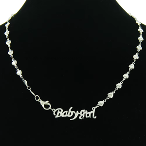 Standing Peach Heart Splicing Necklace, Hipster Stainless Steel Letter Pendant Collarbone Chain Tanjing - Product Image 1