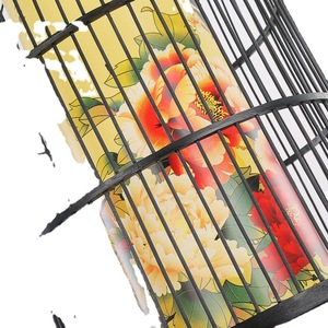 Lámpara de Techo Estilo Jaula de Pájaro, D350 H500, Luz LED Negra, Estilo Chino Moderno, Iluminación para Hoteles y Restaurantes, Lámpara Decorativa de Una Sola Cabeza - Product Image 1