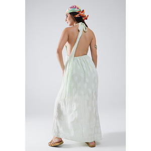 เดรสทรงมิดิแบบผูกคอ ลายใบไม้มิ้นท์ แต่งดิเทลลูเร็กซ์ - Product Image 2