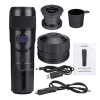 Cafetière électrique portable pliable avec poignée, 20 bars, compatible capsules et café moulu, recharge USB, idéale pour le camping