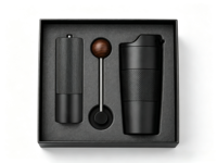 Coffret Cadeau Tasse à Café Isotherme Portable avec Logo Personnalisé, Presse Française et Moulin Manuel, Mug de Voyage Sous Vide