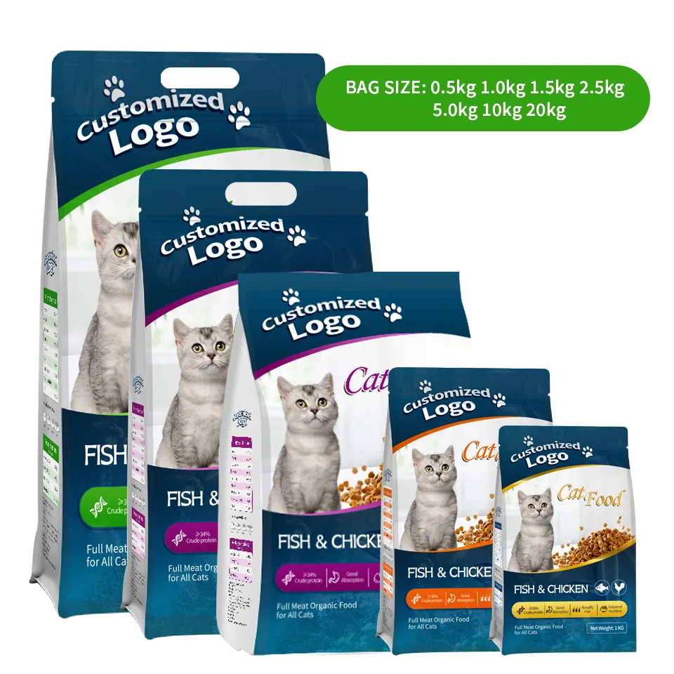 1,5 kg 2kg 5 kg 10kg 20 kg OEM liofilizado mascota barato gato envasado de alimentos precio al por mayor