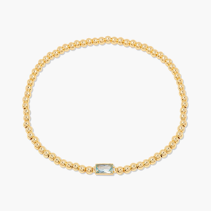 Pulsera de Acero Inoxidable de Lujo Ligero y Moderno con Cuentas Redondas, Doce Piedras de Nacimiento de Circonio de Colores, Chapada en Oro de 18K - Product Image 4