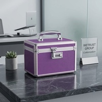 Kotak Penyimpanan Multiguna Minimalis Aluminium Brushed dengan Logo Custom untuk Perlengkapan Medis & Kosmetik, Warna Ungu untuk Hijau - 25.9x17.3x17.5cm