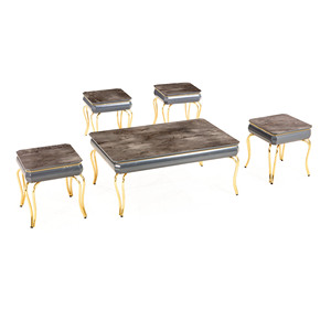 Juego de Mesa de Centro Moderno con Superficie de Mármol Sintético y Patas de Metal, Muebles Decorativos para Sala de Estar - Product Image 5