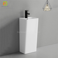 Ensemble WC Monobloc et Lavabo Colonne Carré en Céramique Blanc pour Hôtellerie – Articles Sanitaires de Salle de Bain
