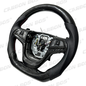 Volant très vendu, entièrement en fibre de carbone noire, cuir perforé avec surpiqûres rouges, compatible avec VF - Product Image 4