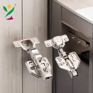YUXING Dobradiça automática ajustável com descarga automática para acessórios de móveis Dobradiças de armário de porta de cozinha fechamento suave oculto