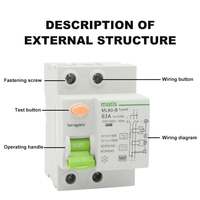 Disyuntor rcbo rccb elcb tipo b con protección contra sobrecorriente, buena calidad, 2P, 4P, 40a, 300ma