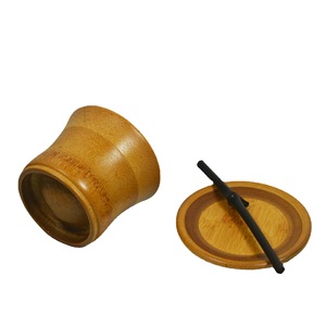 Bamboo Coffee Cup With Saucer Natural Color Cylinder Shape For Afternoon Tea Set - Product Image 5