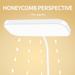 Lampe de bureau LED à chargement USB avec lumière de lecture à 3 couleurs réglables, lampe de table moderne en ABS à col de cygne pour chevet, bureau et lecture - Product Image 5