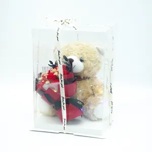 Valentinstag Geschenk band Teddybär Plüsch tier Seife Rose Geschenk box Rose Teddybär Spielzeug hübsche Blume Weihnachts geschenk