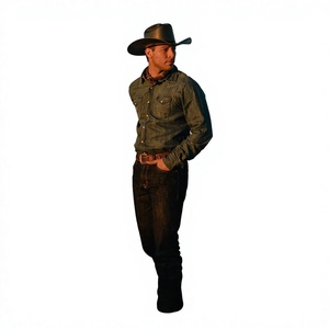 Chapeau de cowboy noir unisexe à large bord, décontracté, pour l'extérieur, printemps-été, taille adulte 56-58 cm - Product Image 6