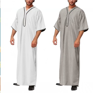 Abito Lungo da Uomo Modesto con Bottoni XXL Estivo in Fibra di Bambù Abaya per Adulti Design Musulmano Mediorientale - Product Image 3