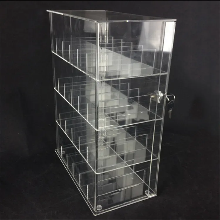 Lockable 6 Tier Clear Shelf Acrylic Stands Contact Lenses Display Showcase for Retail Shop