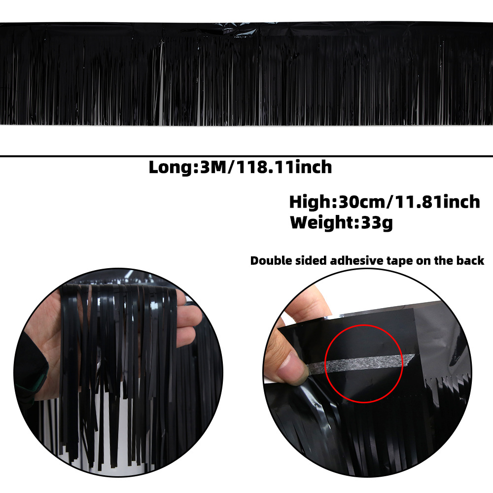 Pancarta de seda de lluvia negra brillante-30*300cm