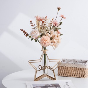 Bouquet de fleurs artificielles CallaFloral Rose rose Décoration de mariage et de maison CF01306 - Product Image 1