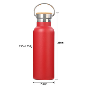 Botella de Agua Aislada de Acero Inoxidable Roja de 750 ml y 26 cm para Ciclismo, Senderismo y Deportes al Aire Libre - Product Image 1