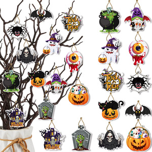 Ornement suspendu personnalisé en acrylique moderne NASNAK pour fête d'Halloween, fantôme, horreur, carte décorative - Product Image 1
