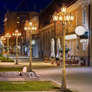 Lampadaire de jardin solaire en laiton à LED double éclairage avec abat-jour en verre IP54 3500K Blanc chaud Capteur de mouvement Garantie 10 ans Éclairage - Product Image 4