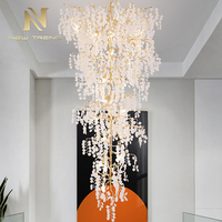 Design contemporain décoration intérieure escalier hôtel Hall d'entrée lustre LED en verre personnalisé