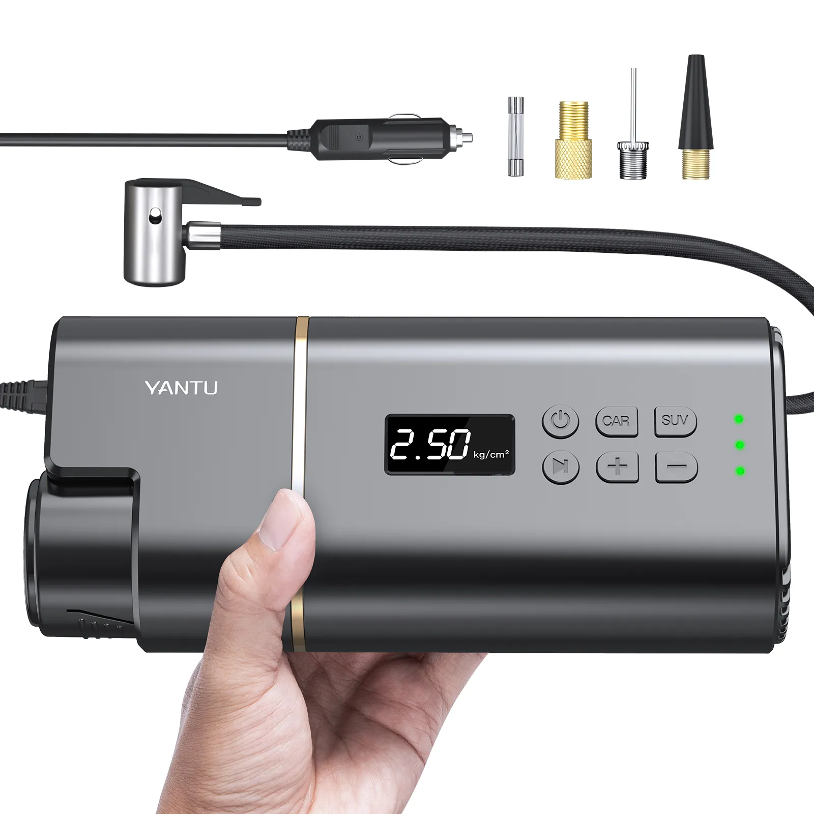 YANTU A31 Wired Corded 12v mini car tyre electric portable air pump air compressor 12v with LCD display for car tires inflators