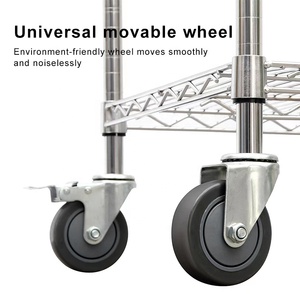 Estante multinivel de acero al carbono, tubería/cable de alta resistencia, estantes de 3 niveles, carro de mano doble, estantes de almacenamiento sin tornillos y unidades de estantería - Product Image 3