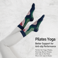Chaussettes de Pilates antidérapantes à cinq orteils, hauteur genou, design bicolore, respirantes, pour studio de yoga, avec logo personnalisé