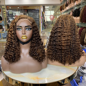 Perruques à fermeture en dentelle 5x5 résistantes à la chaleur, cheveux bouclés birmans, faciles à porter et à gérer, style durable - Product Image 3