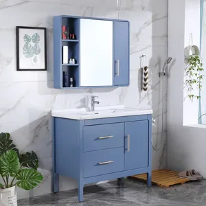 Mueble para casa de estilo noble, mueble de baño de madera maciza independiente y fregadero, resistente al agua con espejo tocador, estilo Noble, 2 unidades