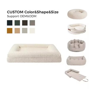 Custom Washable Removable Cover Waterproof <b>Linen</b> Neutral Cream <b>Yarn</b> Boucle Orthopaedic Orthopedic Foam Dog Bed - Product Image 2