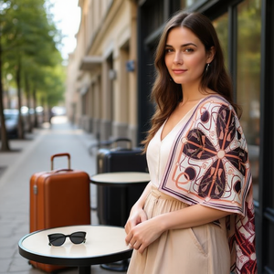 Foulard Quadrato Piccolo con Motivo a Quadrifoglio 70x70cm, Accessorio Moda Donna - Product Image 3