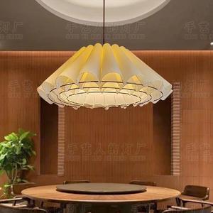 Lampe suspendue en tissu de style chinois, ronde, blanche, E27 LED, protection des yeux, pour restaurant, hôtel, décoration Zen - Product Image 1
