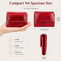 Dompet Kulit Mewah Wanita Kulit Asli Motif Buaya Dompet Pendek Dompet Kartu untuk Wanita Tempat Kartu Kustom