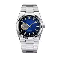 Montre automatique NH38 à cœur ouvert avec bracelet intégré en acier inoxydable, logo personnalisé, montre mécanique pour homme, usine OEM ODM