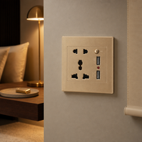 Prise USB Xanmoo à cinq trous avec deux ports USB, panneau de commutation, matériau en bronze phosphoreux, prise multifonctionnelle pour la maison, prise SDK