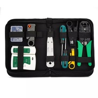 Kit d'outils multifonctionnel avec pince à dénuder, tournevis cruciforme à tête en cristal, tournevis plat, adaptateurs Ethernet