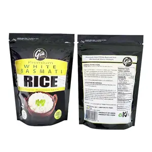Bolsa de plástico vacía personalizada 500g 1kg 10kg 50 kg Natural orgánico Tailandia arroz bolsas de embalaje de alimentos con cremallera