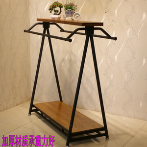 Porte-vêtements double rangée de style rétro, à suspendre sur le côté, sur pied, pour l'affichage et le rangement des vêtements pour hommes, femmes et enfants en magasin - Product Image 3