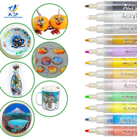Marqueur de peinture acrylique 12 couleurs à base d'eau pour la garantie de sécurité de bricolage en céramique
