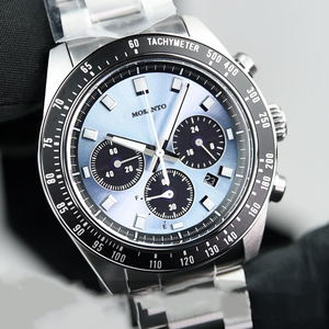 メンズスタイリッシュビジネスウォッチ シルバー ETAクォーツムーブメント クロノグラフカレンダー機能 カジュアルソーラーパワー夜光腕時計 - Product Image 3