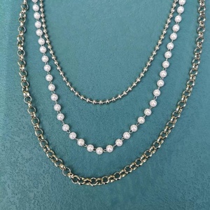 <b>Cool</b> Gold Plated Three-layer Chain Creative Pant Decoration Dress up Pearls Jewelry <b>Wallet</b> Chain Trendy Unisex - Product Image 1