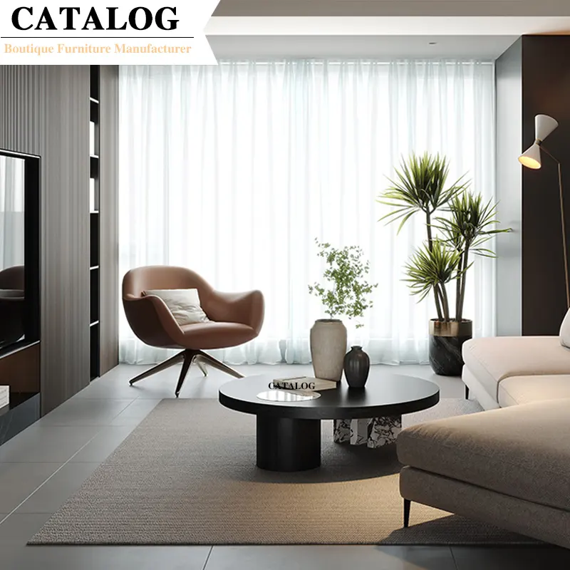 Mesa de centro de design moderno para sala de estar folheado com mesa de centro de café de pedra de mármore natural