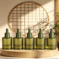 Flacon compte-gouttes en verre dépoli vert 15ML 30ML, flacon de recharge pour huiles essentielles et essences