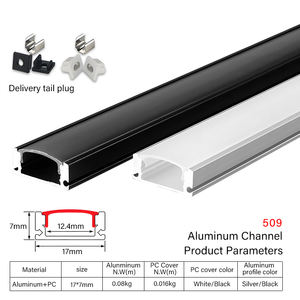 <span class=keywords><strong>Canal</strong></span> en aluminium LED ultra-mince avec diffuseur laiteux anodisé noir/blanc pour un éclairage sans couture - Product Image 2