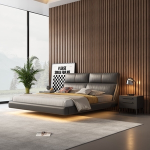 <span class=keywords><strong>Letto</strong></span> <span class=keywords><strong>Matrimoniale</strong></span> Sospeso Stile Crema Italiano Best Seller, <span class=keywords><strong>Letto</strong></span> in Legno Massello 1,8m, <span class=keywords><strong>Letto</strong></span> Imbottito in Pelle per Camera da <span class=keywords><strong>Letto</strong></span> - Product Image 4